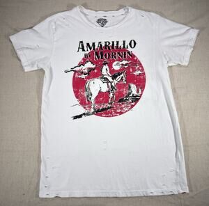 Country Deep Amarillo By Mornin Distressed Graphic T Shirt White Western S
